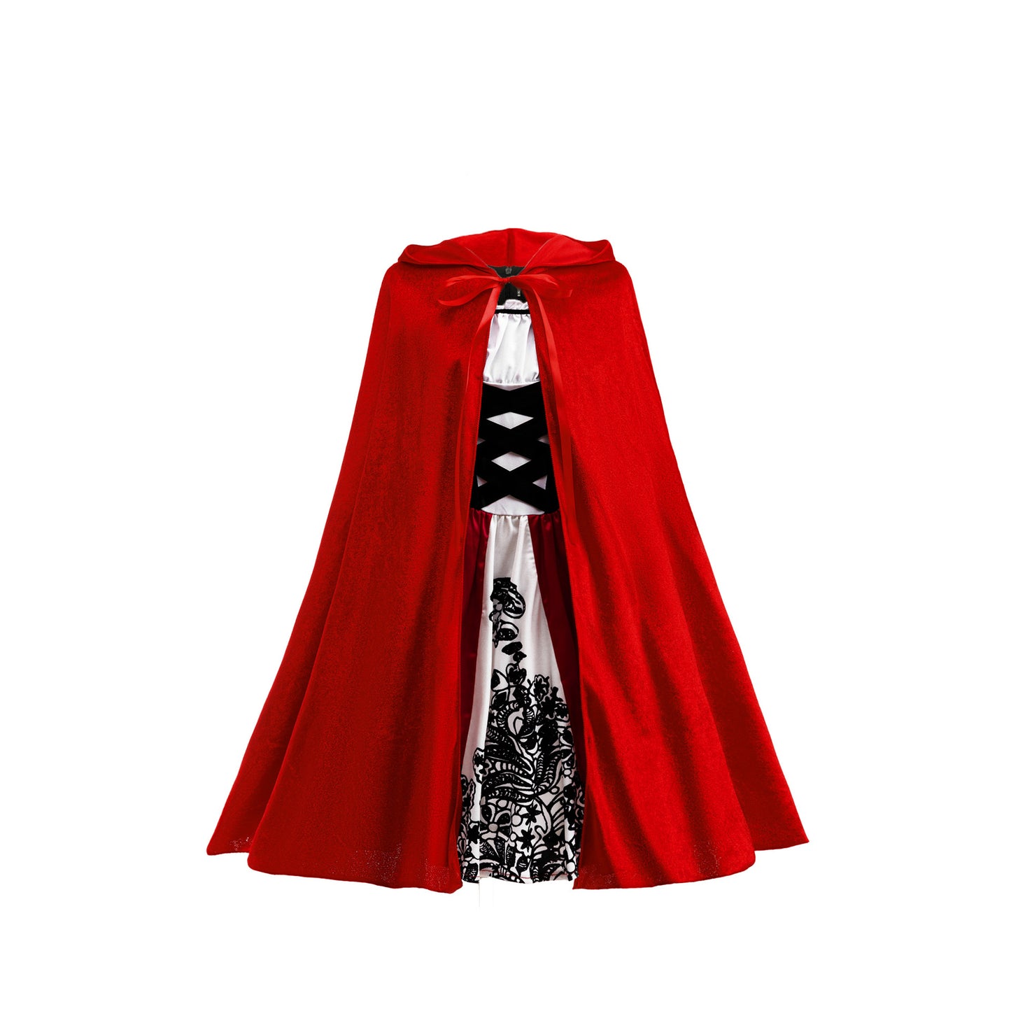 Halloween Kids Costume Set for Girls Silk Dress with Hooded Cape Role Play Outfit