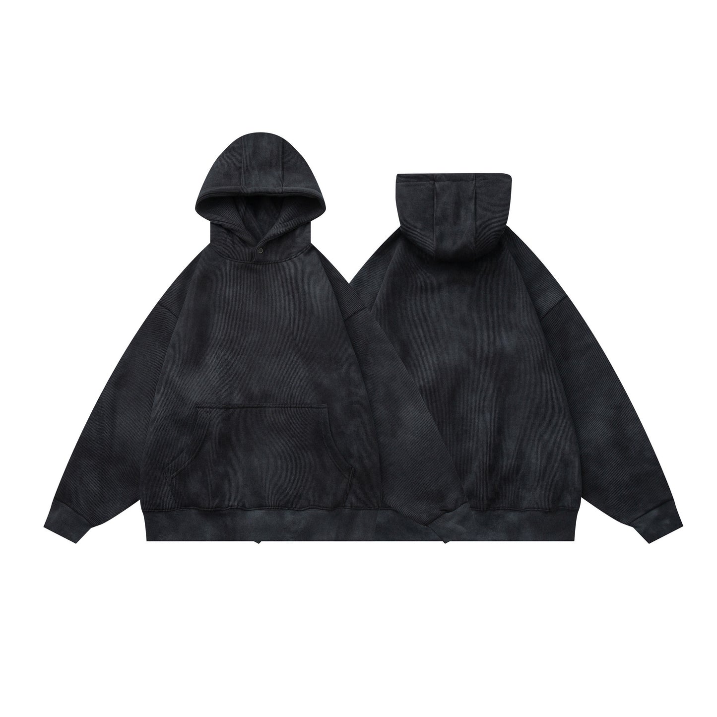 Washed Distressed Loose Fleece Hooded Pullover Sweatshirt