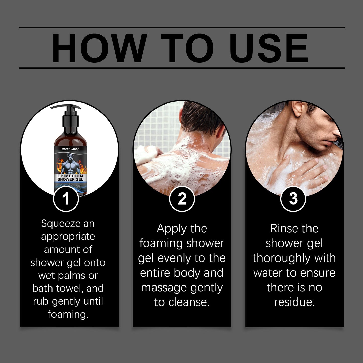 North Moon Men's Body Care Shower Gel Moisturizes And Refreshes Body And Skin Massage Treatment