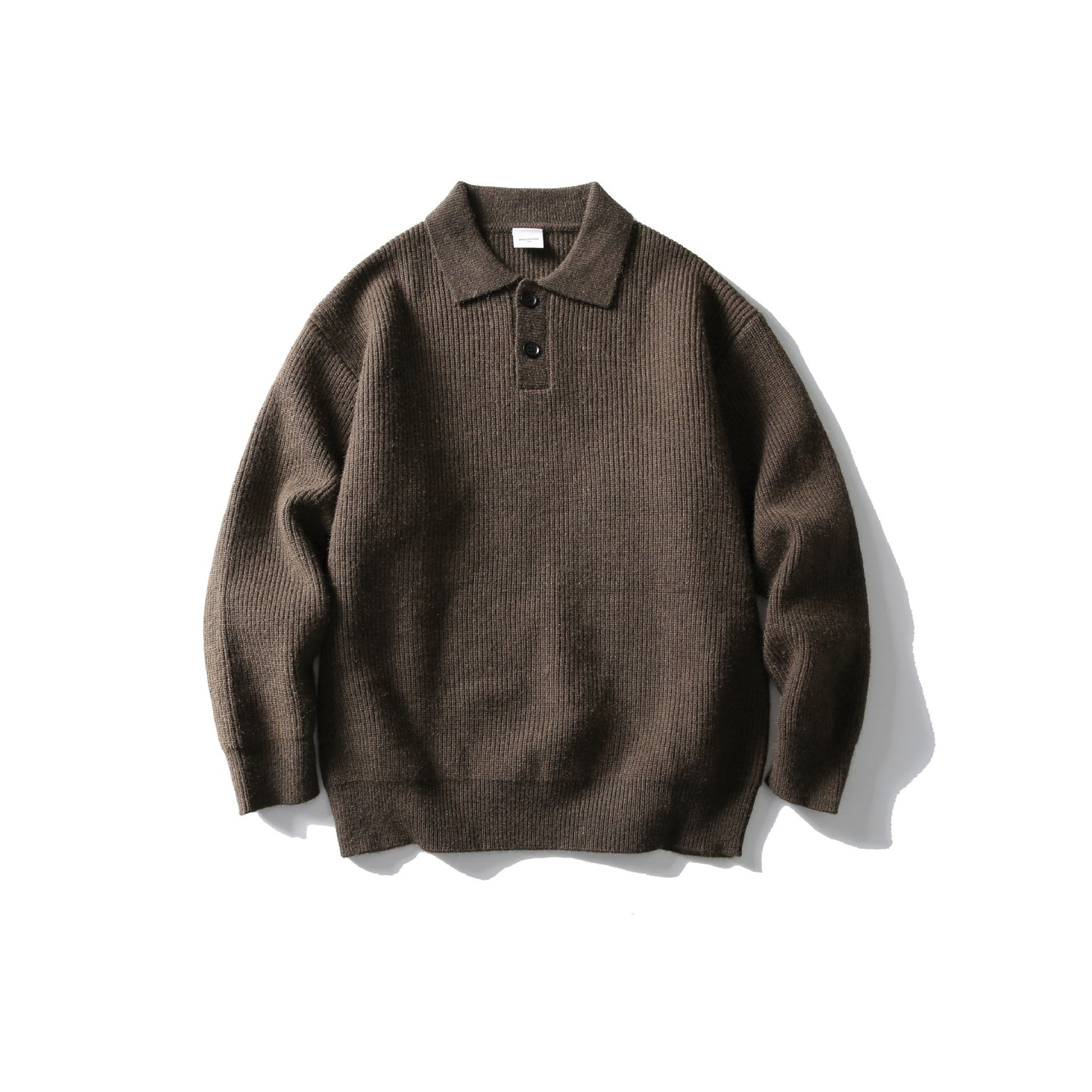 Preppy Style Simple Solid Color Loose Polo Neck Pullover Sweater