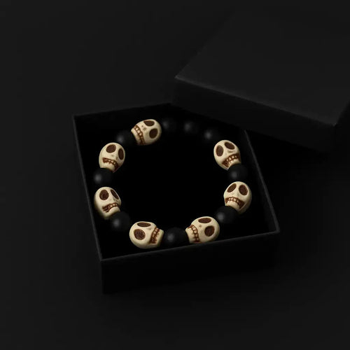 Handmade Halloween Skull stone Bead Bracelet