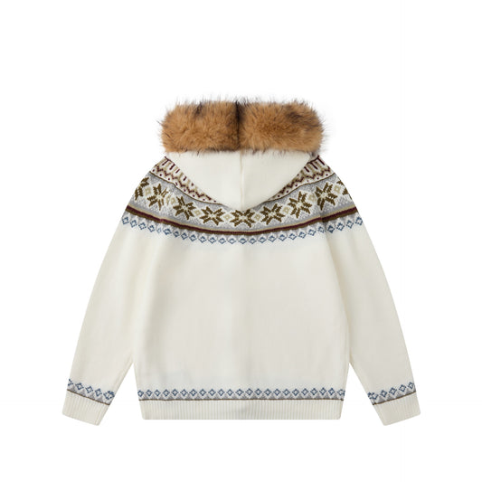 Long Sleeve Hooded Thick Knit Cardigan Sweater for Men and Women