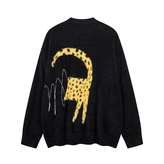 Cartoon Faux Fur Sweater for Women, Versatile Outerwear, Lazy Style Couple's Crewneck Knitwear