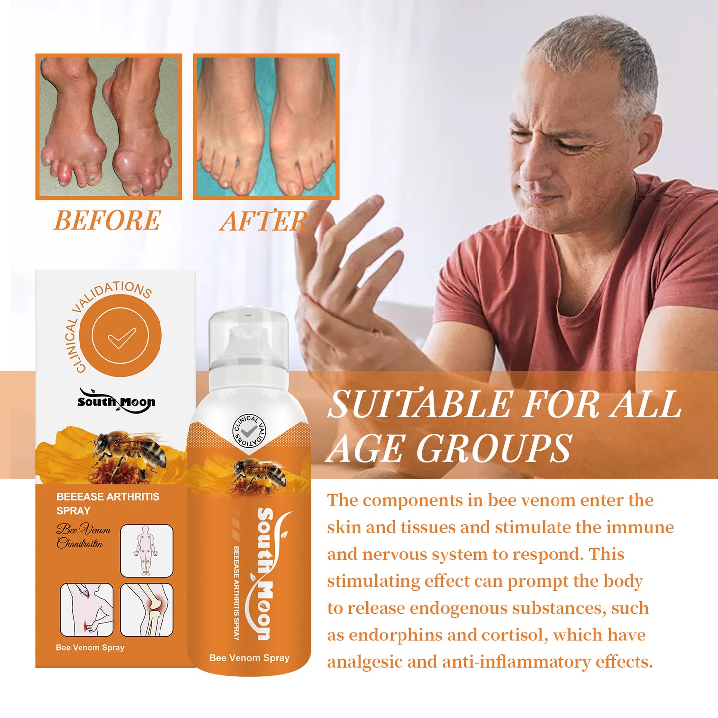 South Moon Beease Arthritis Spray, Relieve Joint Pain Shoulder Cervical Vertebra Lumbar Body Care Spray