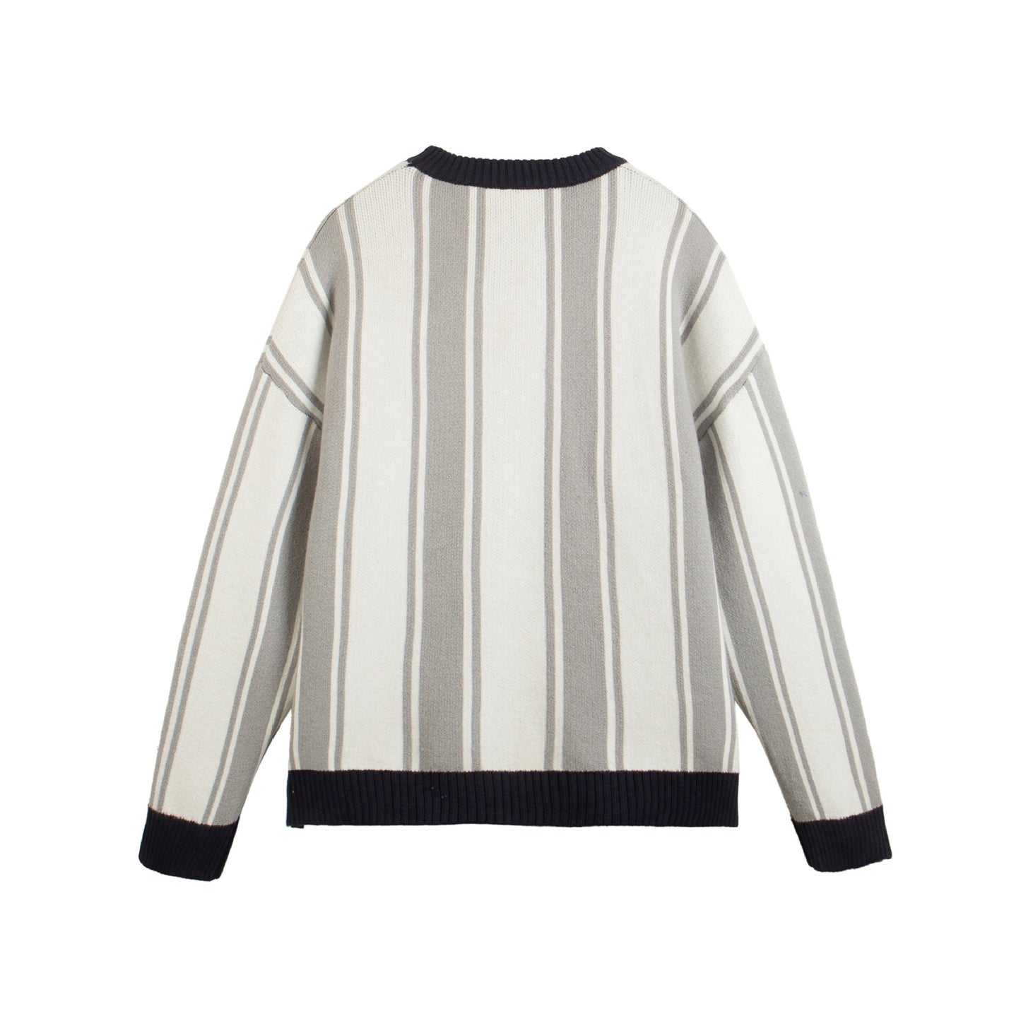 Sporty College Style Color-Blocked Letter Jacquard Loose Knit Sweater