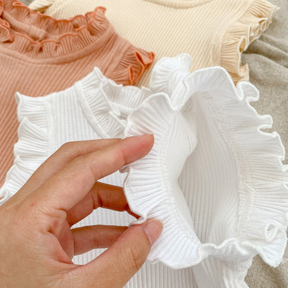 Baby Pit Thread Crawling Clothes Spring/Summer Wooden Ear Edge Girls' Harper+Drawstring Big PP Pants Set