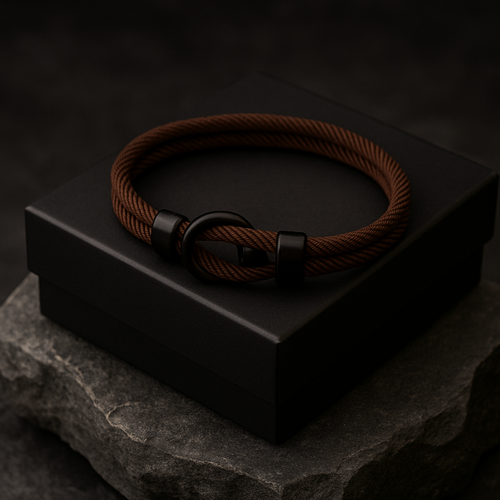 Brown Rope Bracelet – Men’s Minimalist Bracelet with Black Magnetic