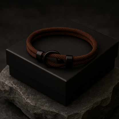 Brown Rope Bracelet – Men’s Minimalist Bracelet with Black Magnetic