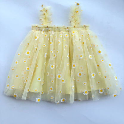 Girl embroidered mesh strapless fluffy princess dress
