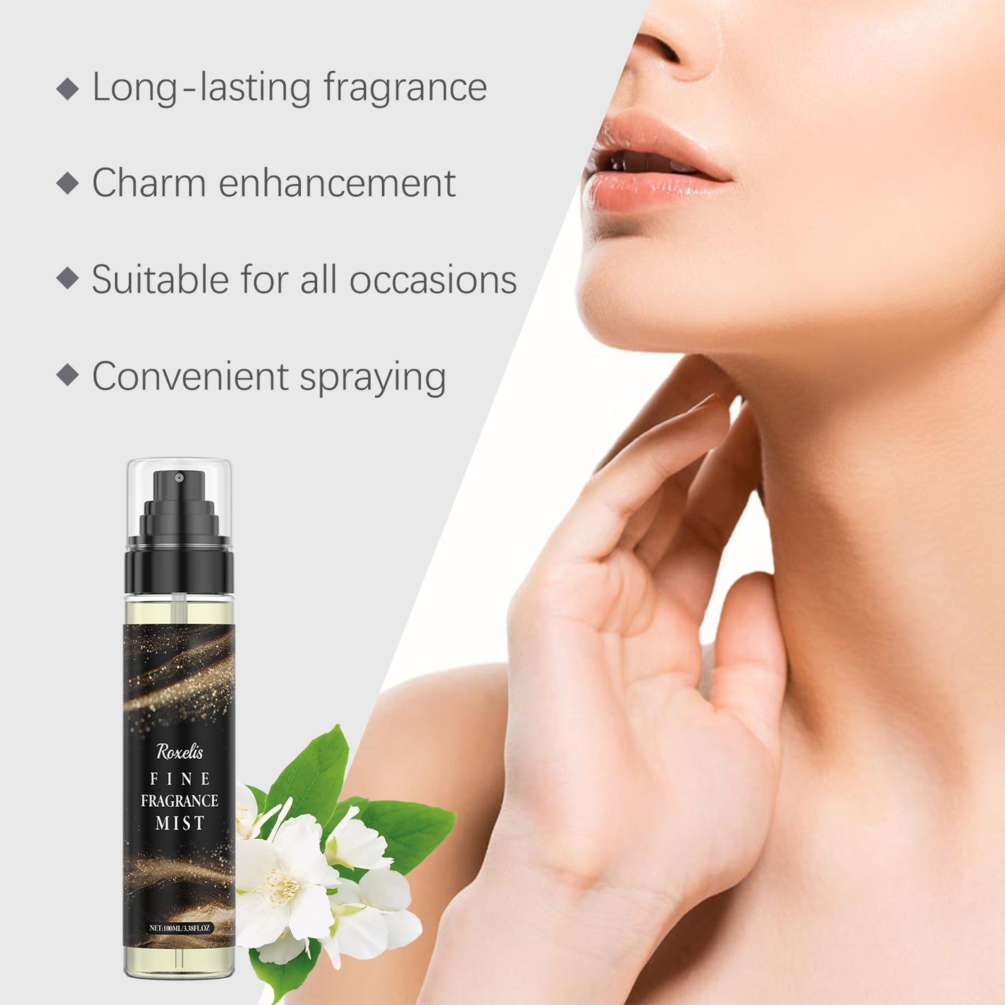 Roxelis Body Perfume Spray Fresh Scent Exudes Charm Lasting Fragrance Portable Elegant Niche Dating Perfume