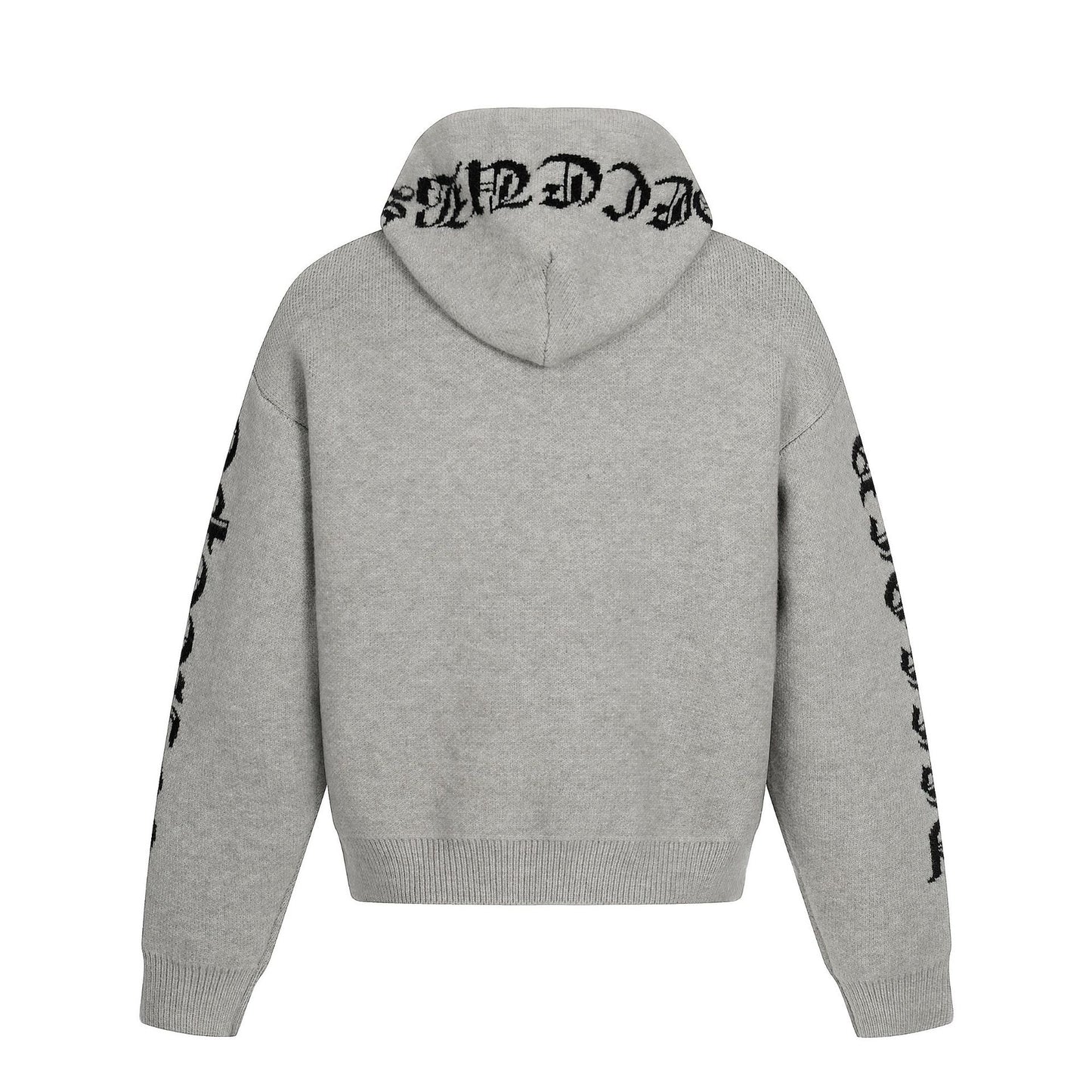 Vintage Unisex Knitwear Letter Jacquard Street Fashion Men's Hooded Cardigan Sweater