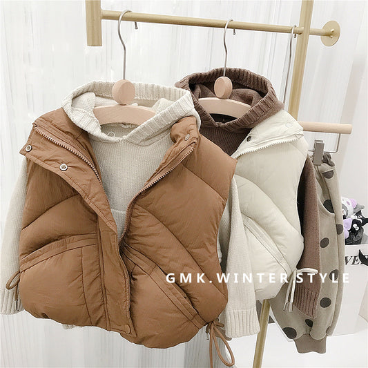 Children's standing collar cotton jacket vest winter loose vest for boys and girls camisole medium and small children's sweater