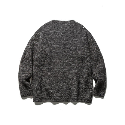 Loose Fit Henley Neck Knitwear Crewneck Sweater with Premium Feel