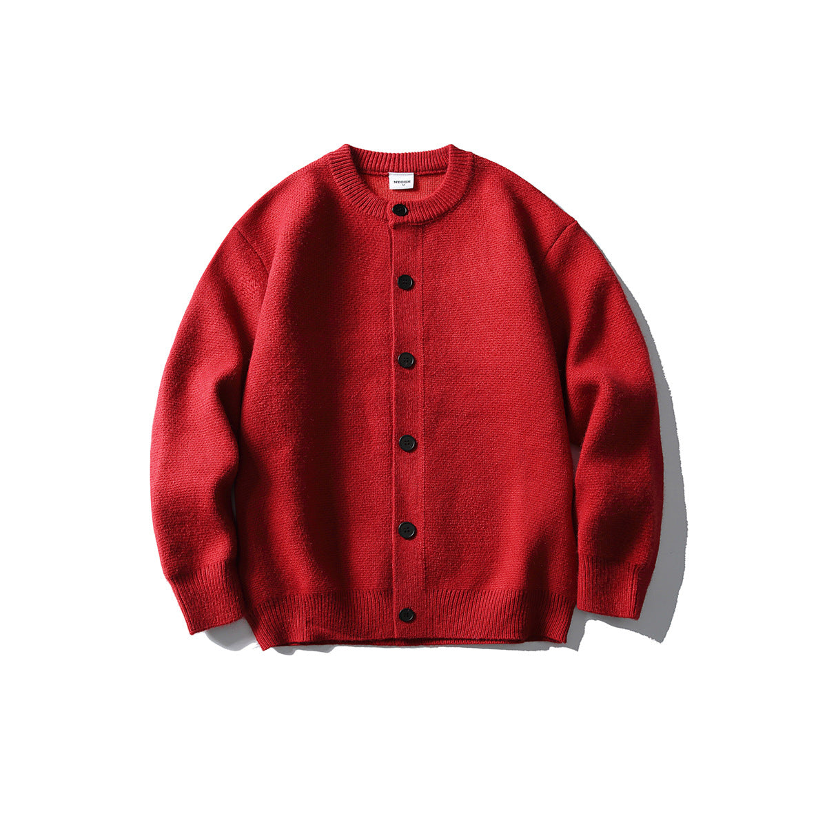 Buttoned Cardigan Sweater Men's Elegant Simple Loose Solid Color Knitwear