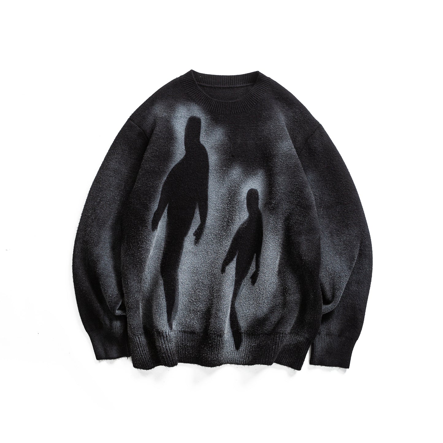 Dye-Printed Human Figure Design Casual Loose Knitwear