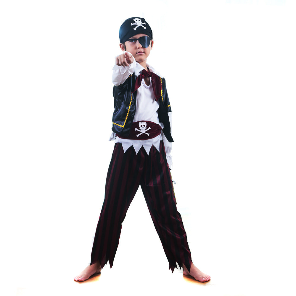 Halloween Children's Pirate Costume, Kids Stage Performance Role Play Cosplay Outfit Set