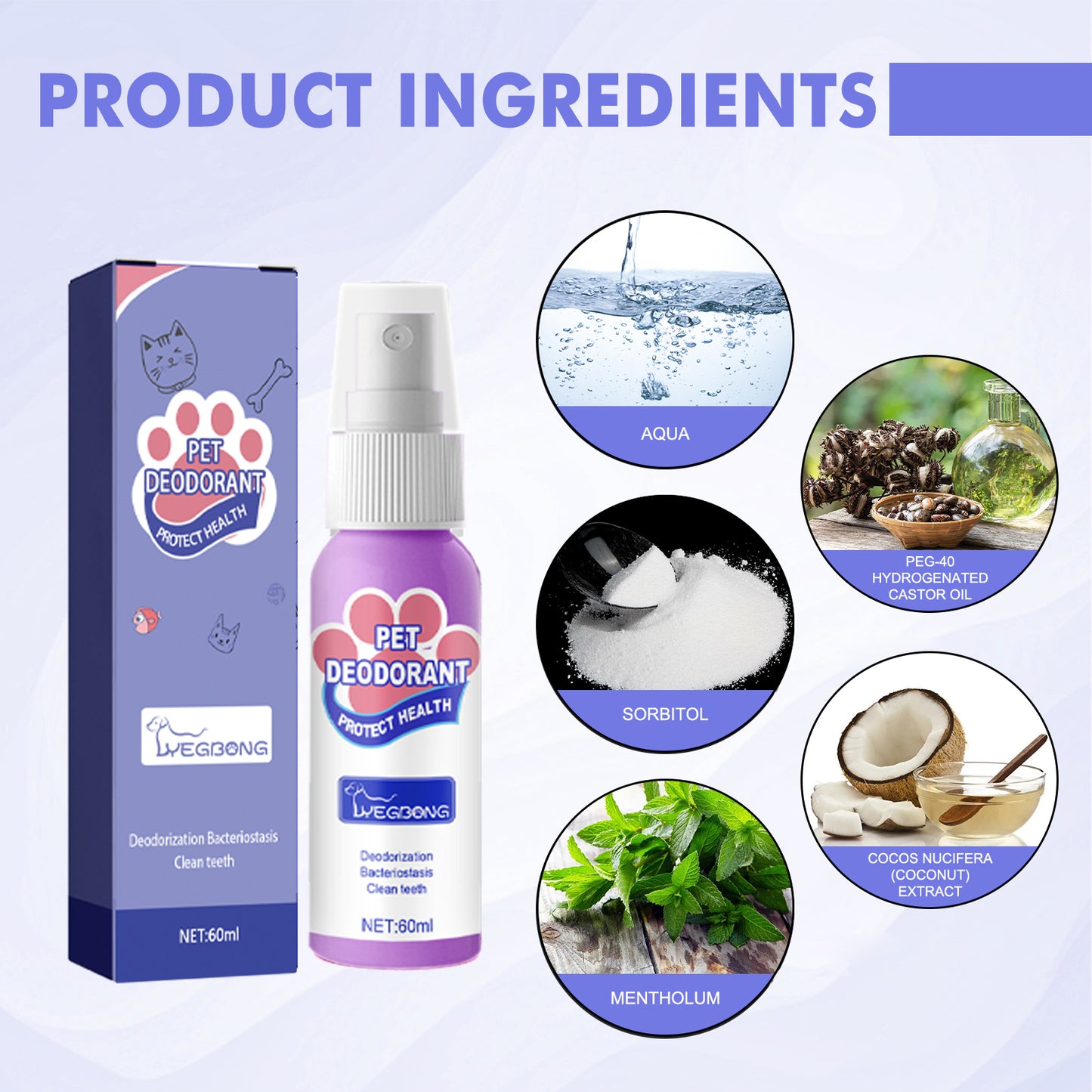 Yegbong Oral Spary For Pets, Pet Mouth Cleaner Cat Deodorizer Breath Fresher Spray