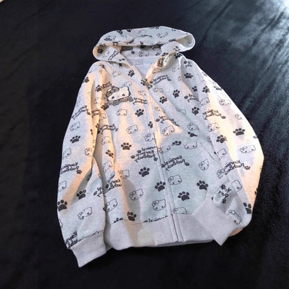 Casual Loose Cardigan Sweater with Cute Cat Embroidery for Women