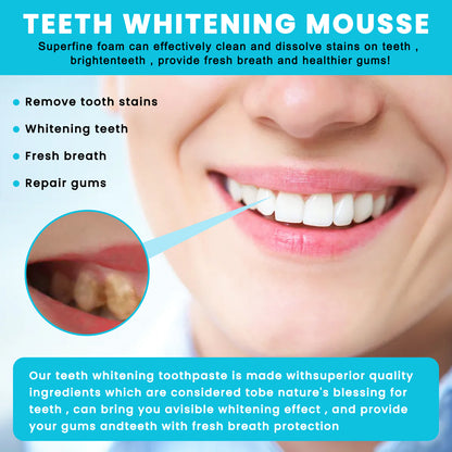OUHOE White Teeth Mousse Clean Tartar Fresh Breath Anti-Decay Care For Gums Toothpaste Oral Cleaning