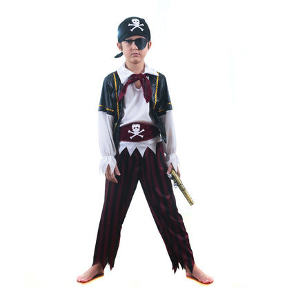 Halloween Children's Pirate Costume, Kids Stage Performance Role Play Cosplay Outfit Set