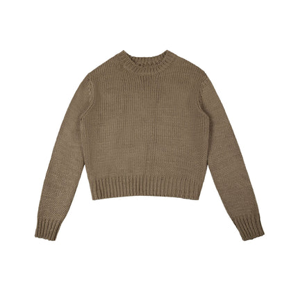 Oversized Crewneck Knit Sweater Unisex Casual Basic Pullover Sweater