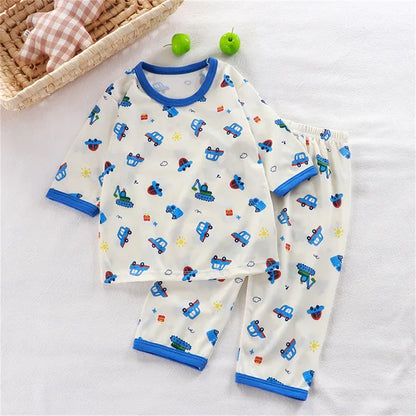 hibobi 2-Piece Children Air-Conditioning Clothing Summer Home Clothes Three-Quarter Sleeve Underwear Set Baby Pajamas Tracksuit