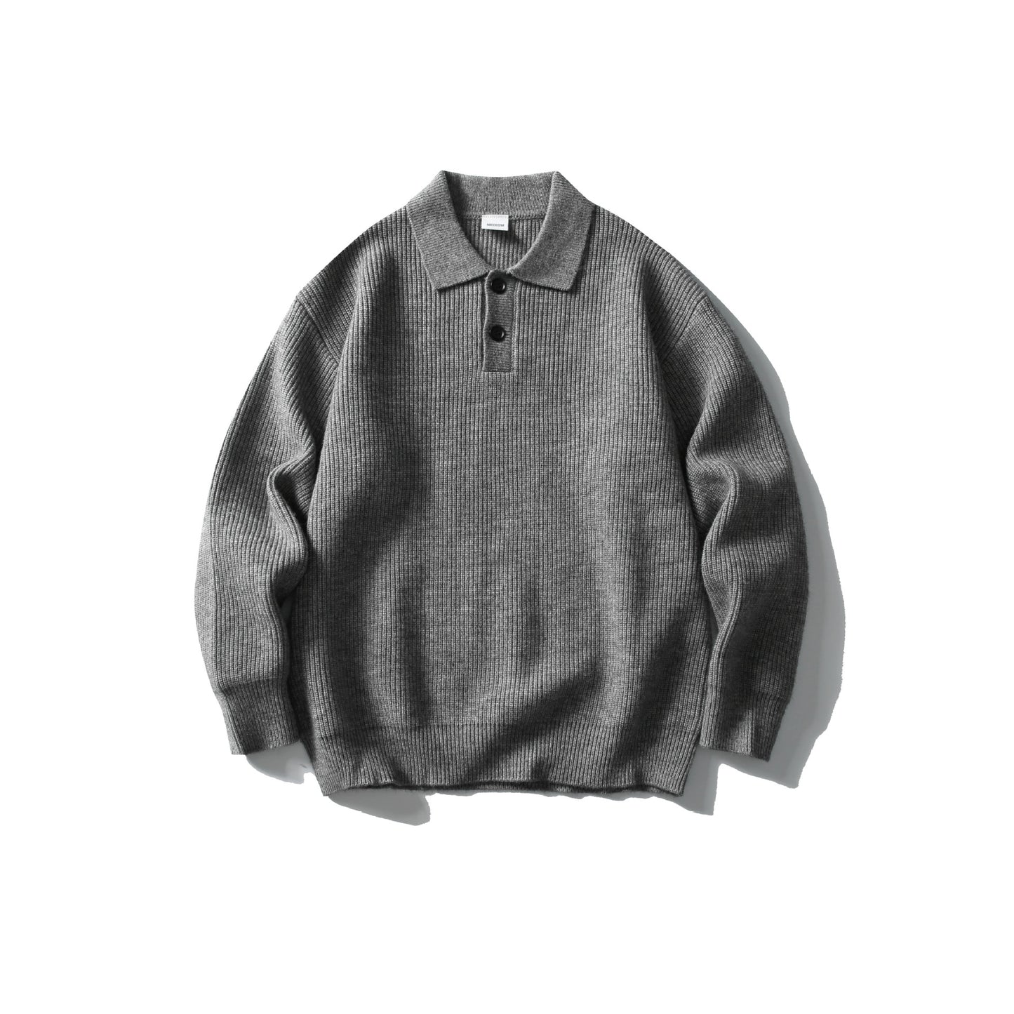 Preppy Style Simple Solid Color Loose Polo Neck Pullover Sweater