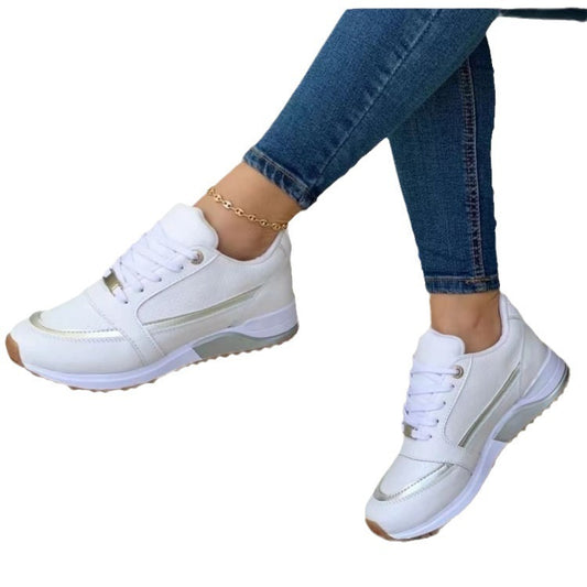 Thick soled color blocked casual low cut sports women's shoes