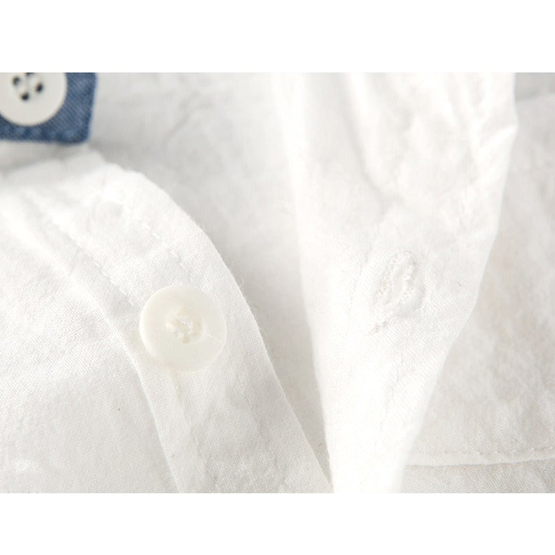 Male baby infant two-piece summer climbing suit with collar, gentleman's white shirt, overalls, tie dress, British style