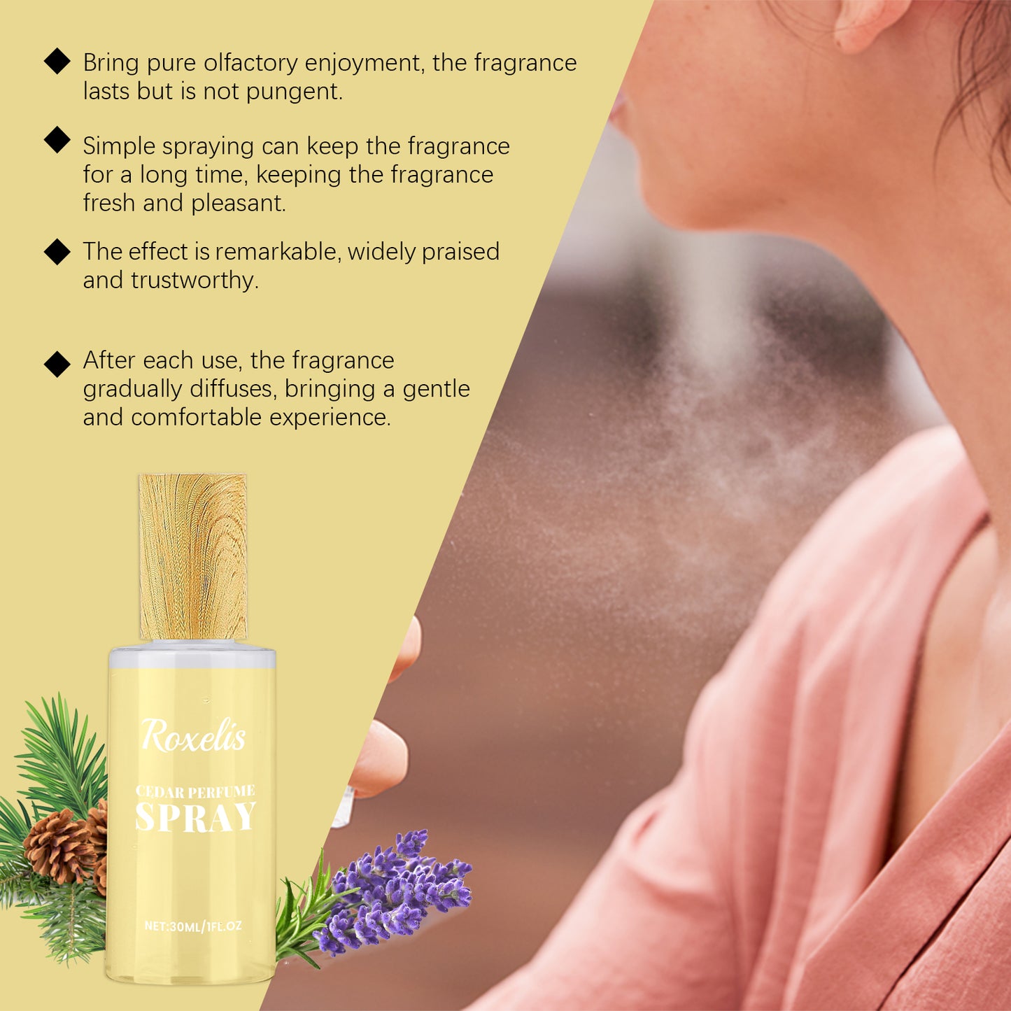 Roxelis Cedar Eau De Toilette Natural Wood Fragrance Fresh Light Flowers Glow Elegant Romantic Temperament Elegant Leave Fragrance