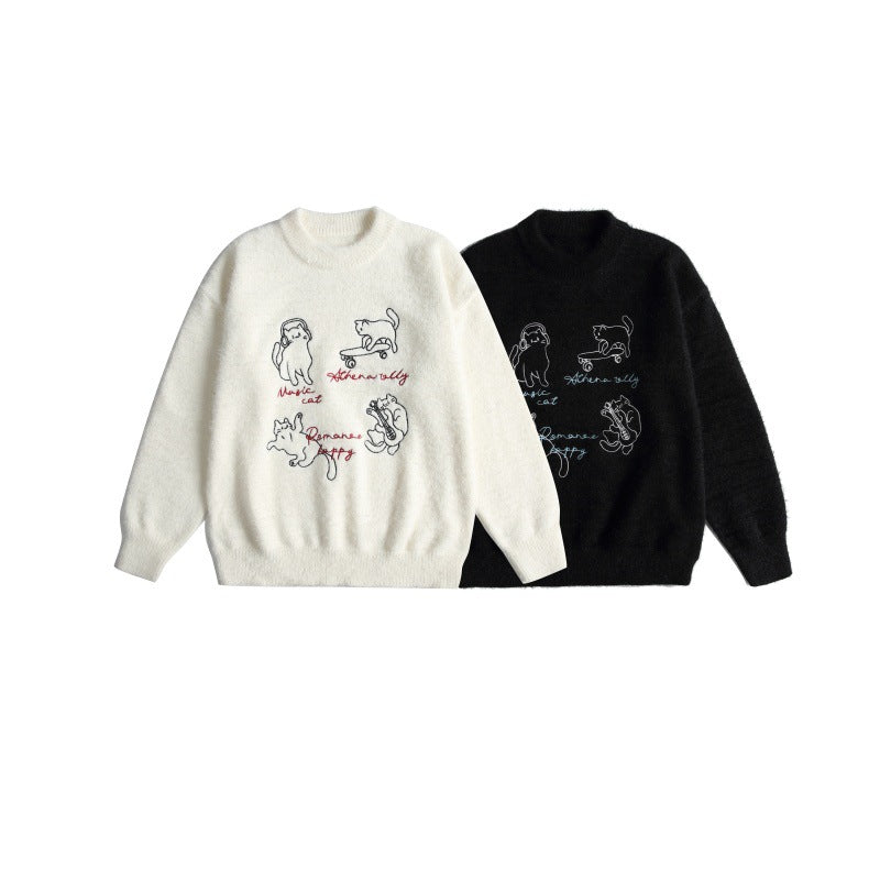 Long Sleeve Round Neck  Loose Fit Unisex  Sweater