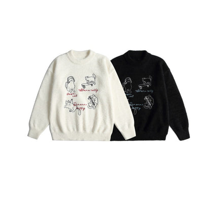 Long Sleeve Round Neck  Loose Fit Unisex  Sweater