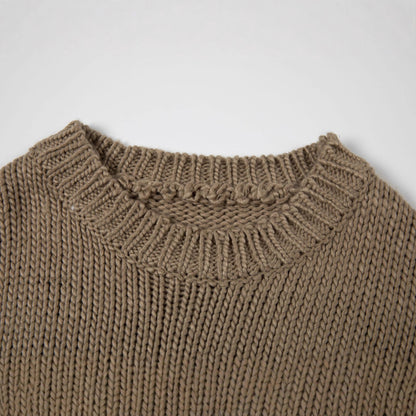 Oversized Crewneck Knit Sweater Unisex Casual Basic Pullover Sweater