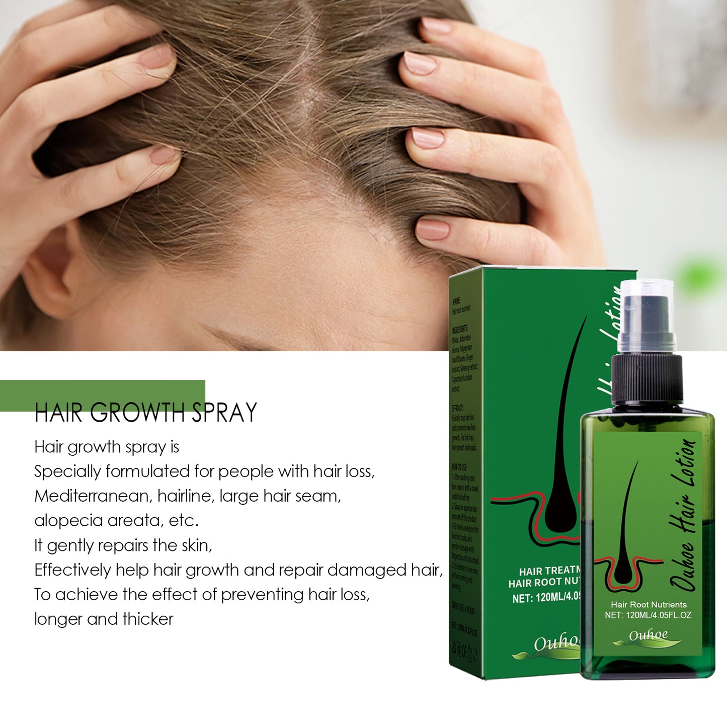 Dense Hair Spray, Anti-Loss Hair Strengthening Hair Repair Hair Root Hair Care Spray