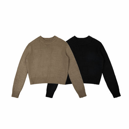Oversized Crewneck Knit Sweater Unisex Casual Basic Pullover Sweater