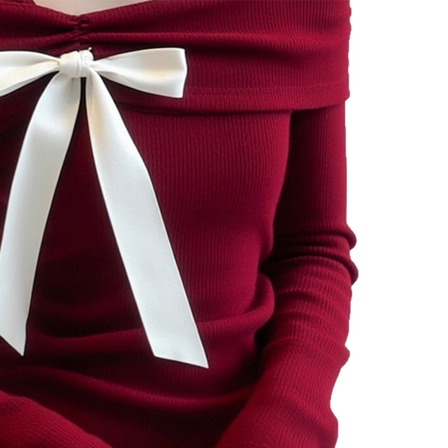 Style Unique Design Top, Chic Red Knit Sweater, Elegant and Youthful Look