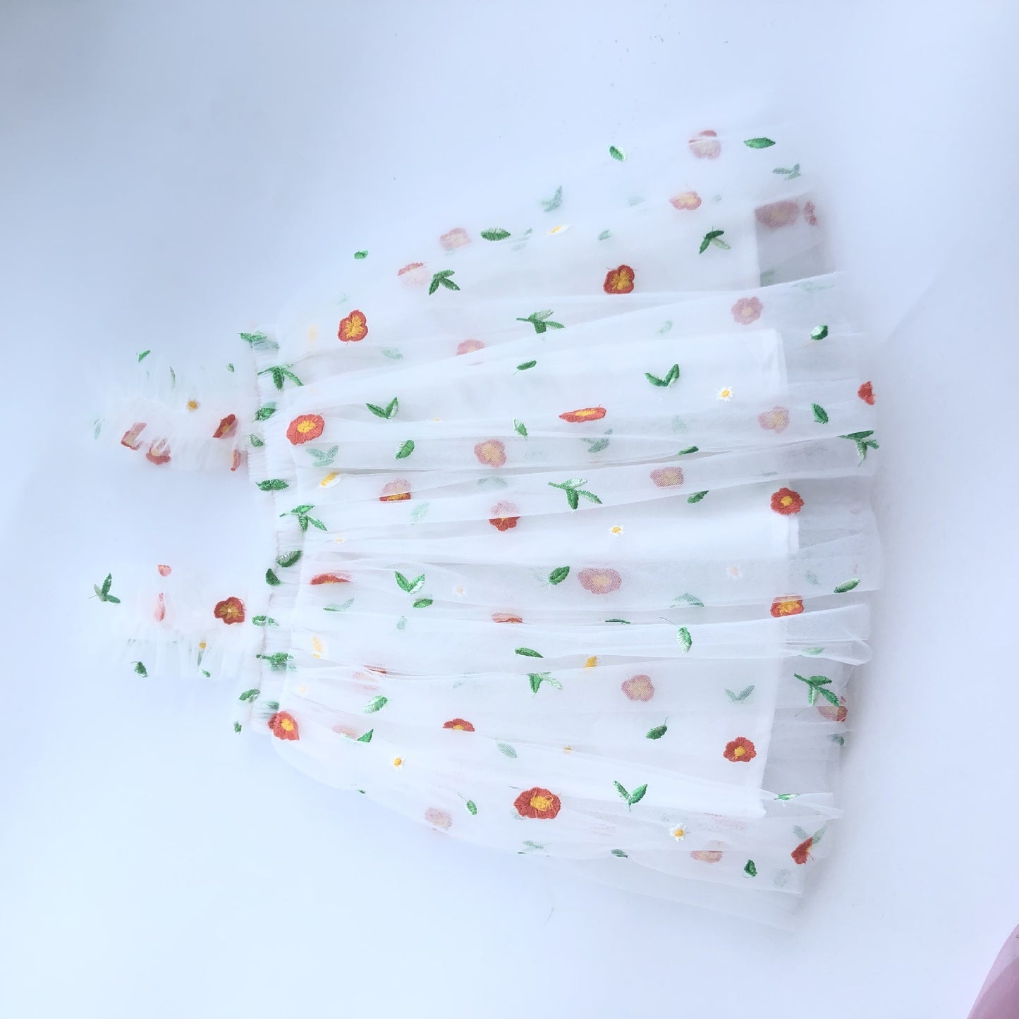 New embroidered mesh suspender dress for girls strapless fluffy princess dress