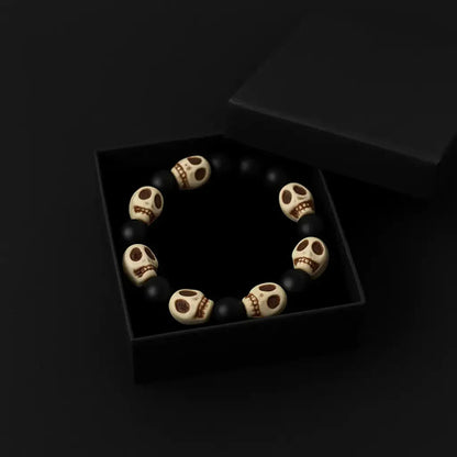 Handmade Halloween Skull stone Bead Bracelet