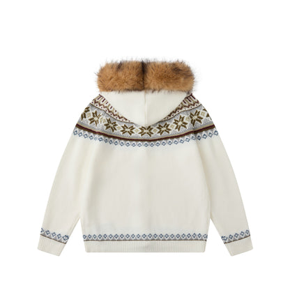 Long Sleeve Hooded Thick Knit Cardigan Sweater for Men and Women