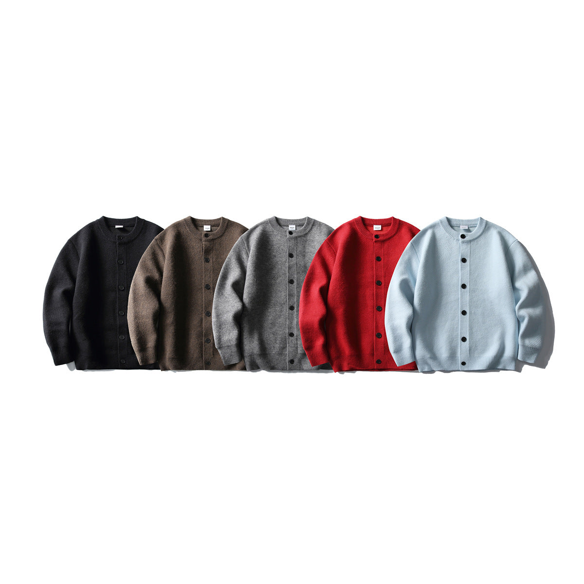 Buttoned Cardigan Sweater Men's Elegant Simple Loose Solid Color Knitwear