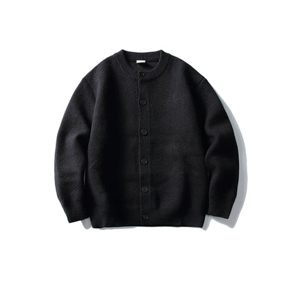 Buttoned Cardigan Sweater Men's Elegant Simple Loose Solid Color Knitwear