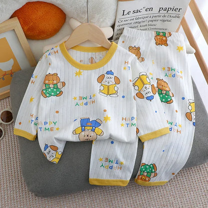 New Summer Children's Long-sleeved Trousers Home Clothes Set Cotton Underwear Baby Thin Pajamas Children Clothing