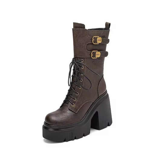 Women's Martin boots with thick sole and height increasing midsole