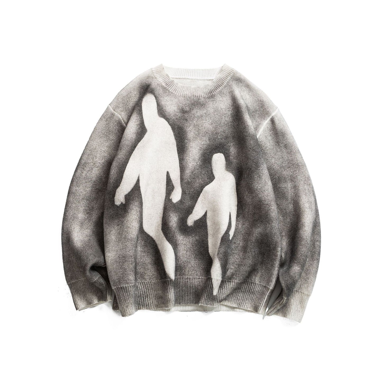 Dye-Printed Human Figure Design Casual Loose Knitwear