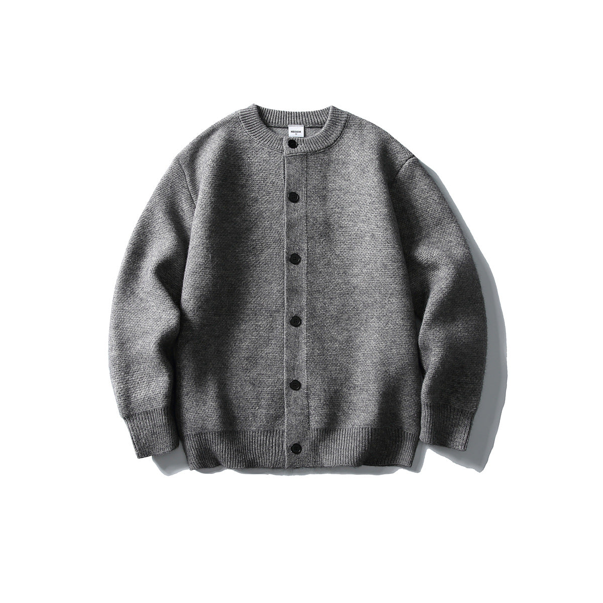 Buttoned Cardigan Sweater Men's Elegant Simple Loose Solid Color Knitwear