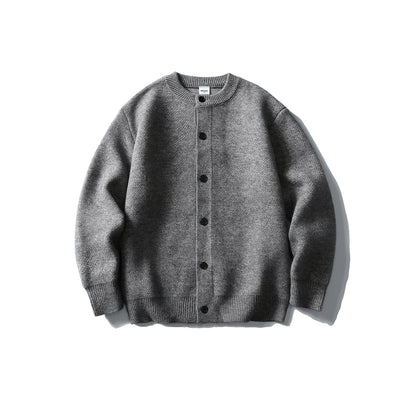 Buttoned Cardigan Sweater Men's Elegant Simple Loose Solid Color Knitwear