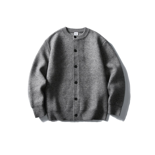 Buttoned Cardigan Sweater Men's Elegant Simple Loose Solid Color Knitwear