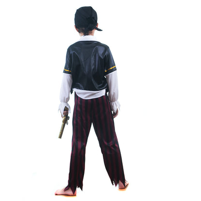 Halloween Children's Pirate Costume, Kids Stage Performance Role Play Cosplay Outfit Set
