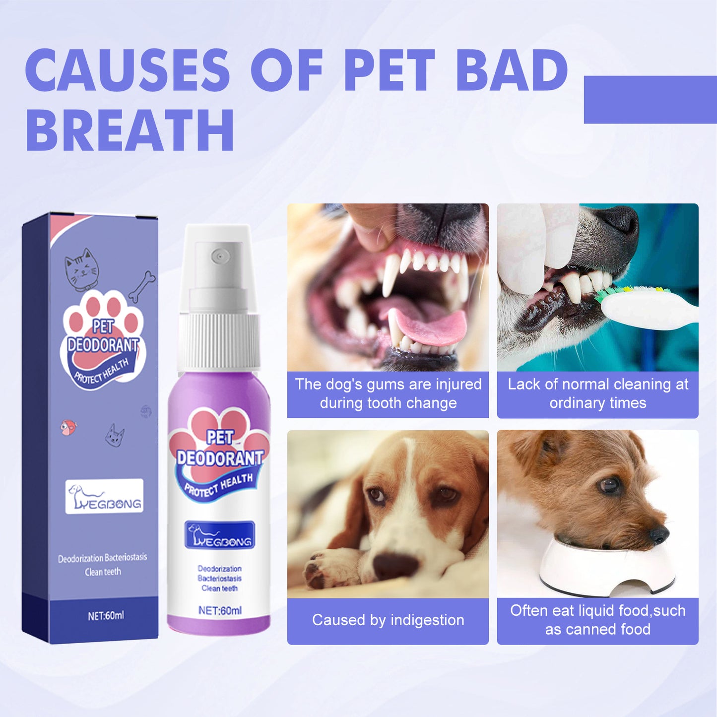Yegbong Oral Spary For Pets, Pet Mouth Cleaner Cat Deodorizer Breath Fresher Spray