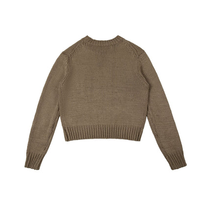 Oversized Crewneck Knit Sweater Unisex Casual Basic Pullover Sweater